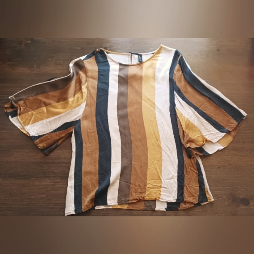 Soya Concept satin striped blouse with bell sleeves